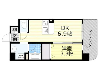 第17千里ハイツ(1DK/10階)の間取り写真