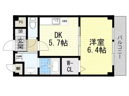 ベルデュール楓(1DK/4階)の間取り写真