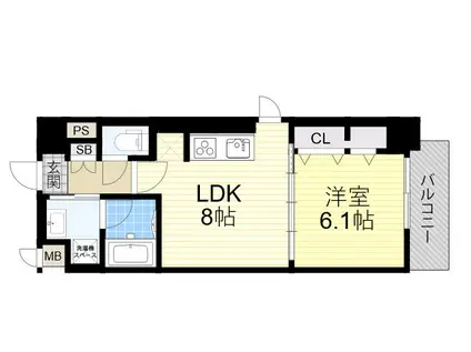 ハーヴェスト江坂(1LDK/5階)の間取り写真