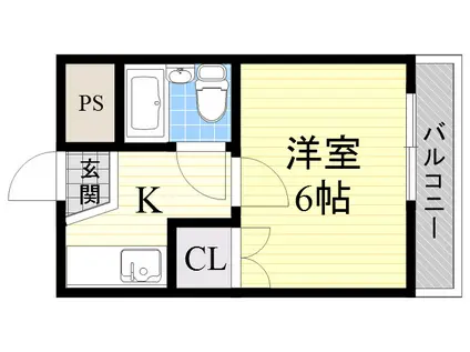 メブロ5(1K/2階)の間取り写真