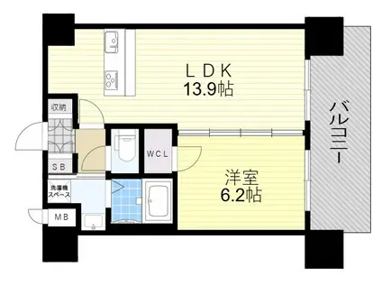 スプランディッド江坂駅前(1LDK/3階)の間取り写真