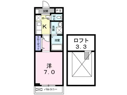 クレメントS(1K/2階)の間取り写真