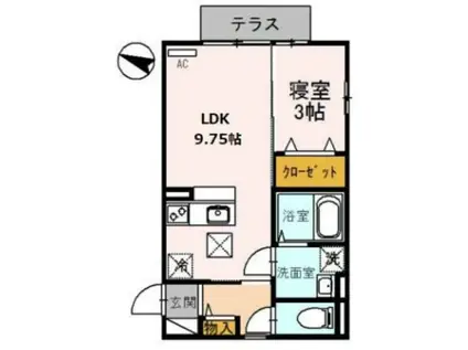 クラインガルテン A棟(1LDK/1階)の間取り写真