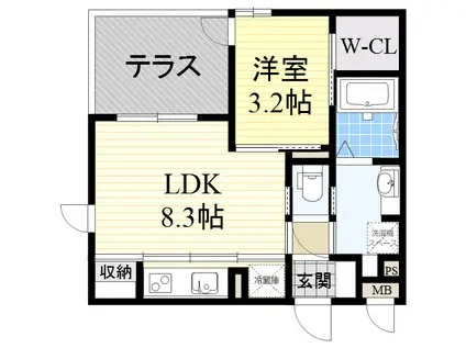 ハイデンス吹田(1LDK/1階)の間取り写真
