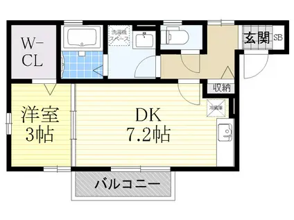 サン・セジュール(1DK/2階)の間取り写真