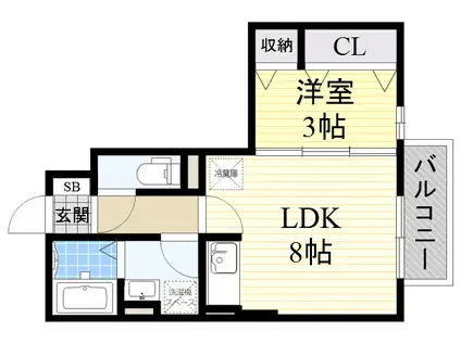 エミネンス榎坂(1LDK/2階)の間取り写真