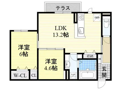RAFFINE(2LDK/2階)の間取り写真