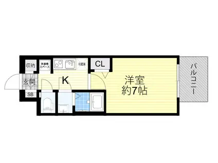 プレサンス江坂クォーレ(1K/4階)の間取り写真