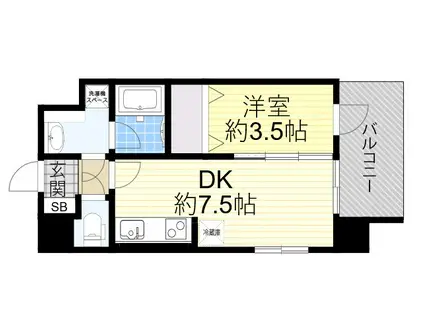 プロスパー江坂479(1DK/2階)の間取り写真