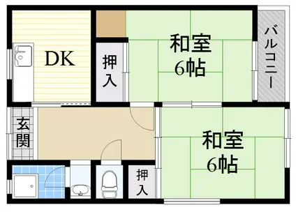 二葉荘(2DK/2階)の間取り写真