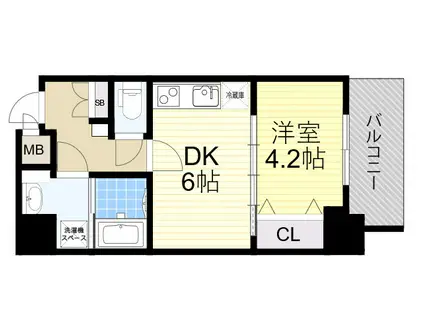 S-RESIDENCE江坂(1DK/7階)の間取り写真