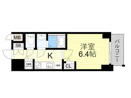 S-RESIDENCE江坂(1K/14階)の間取り写真