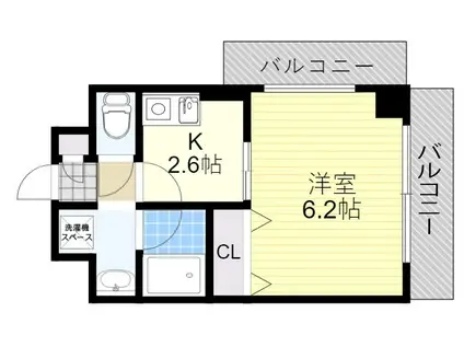 プレステージ天神Ⅲ(1K/2階)の間取り写真