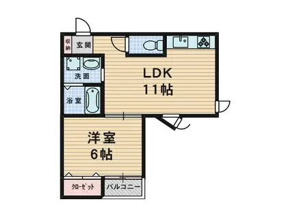 サンライフ桜塚(1LDK/2階)の間取り写真