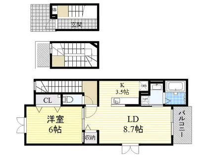 プレウス(1LDK/3階)の間取り写真