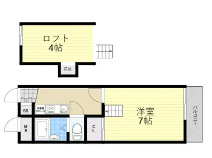 MSキューブ(1K/1階)の間取り写真