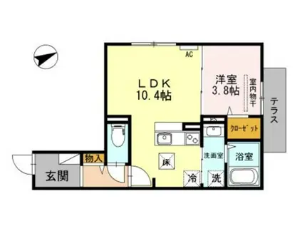 アヴェニール服部(1LDK/1階)の間取り写真