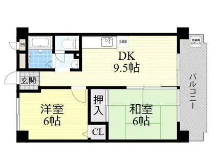 ハイツモリヤマ(2DK/5階)の間取り写真
