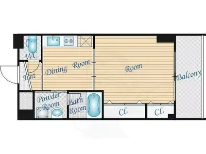 ブルーム江坂(1DK/3階)の間取り写真