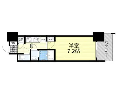 スペーシア江坂広芝町(1K/13階)の間取り写真