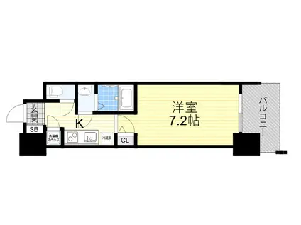 スペーシア江坂広芝町(1K/13階)の間取り写真