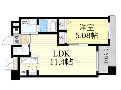 ノルデンハイム江坂(1LDK/12階)の間取り写真