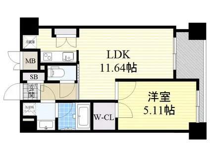 ノルデンハイム江坂(1LDK/3階)の間取り写真