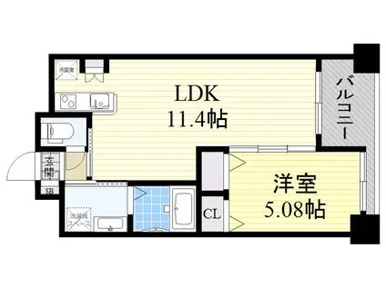 ノルデンハイム江坂(1LDK/12階)の間取り写真
