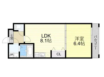 フジパレス吹田サウス(1LDK/2階)の間取り写真