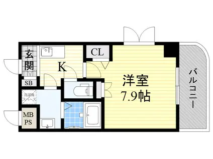 アーデン江坂Ⅲ(1K/6階)の間取り写真