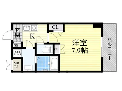 アーデン江坂Ⅲ(1K/4階)の間取り写真