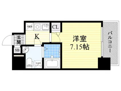 LADOUCEUR江坂(1K/14階)の間取り写真