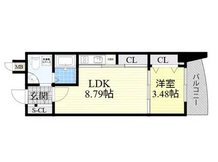 LADOUCEUR江坂(1LDK/14階)の間取り写真