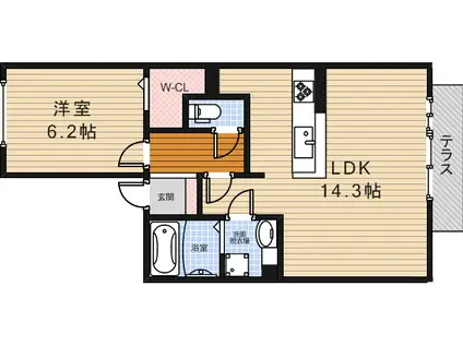 グランフリーデA棟(1LDK/1階)の間取り写真