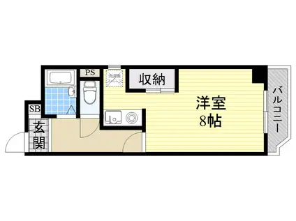 ツインオーク箕面Ⅱ(ワンルーム/4階)の間取り写真