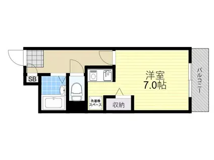 ツインオーク箕面Ⅱ(1K/2階)の間取り写真