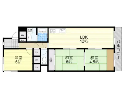 ユニライフ刀根山(3LDK/2階)の間取り写真