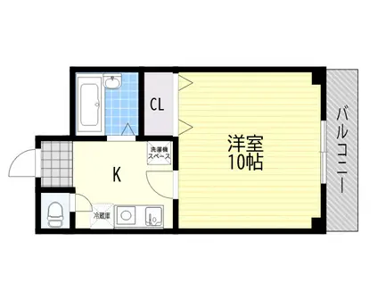 阪急宝塚本線 服部天神駅 徒歩7分 4階建 築25年(1K/3階)の間取り写真