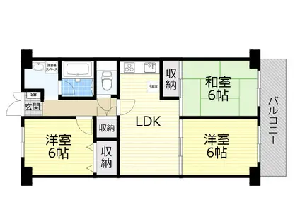 緑ヶ丘サンハイツ(3LDK/8階)の間取り写真