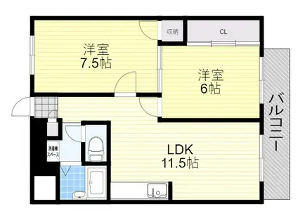 スカイハイツIKEDA(2LDK/3階)の間取り写真