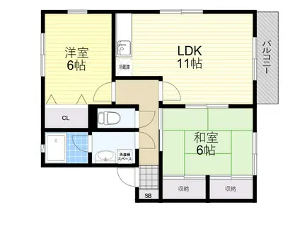 HARU-3(2LDK/1階)の間取り写真