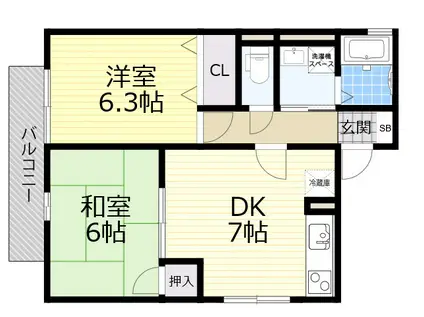 セジュール悠(2DK/2階)の間取り写真
