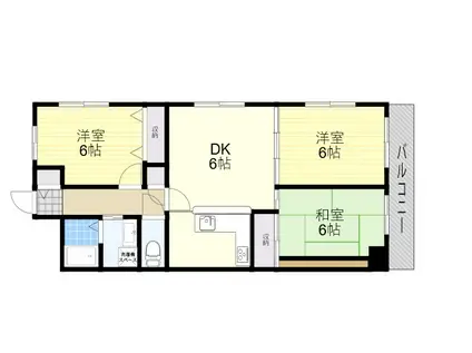 サンフラッツ南桜塚(3LDK/4階)の間取り写真