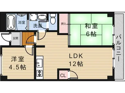 ハピネス箕面(2LDK/2階)の間取り写真