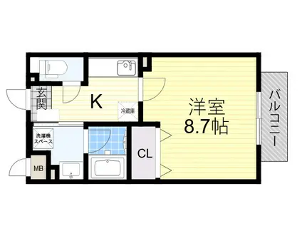 ハーモニー2(1K/1階)の間取り写真