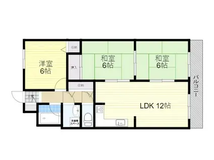 インペリアル花屋敷(3LDK/3階)の間取り写真