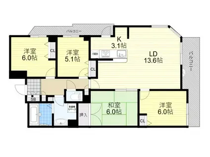 セレッソコート千里中央アネックス(4LDK/2階)の間取り写真