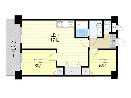 セントラルコート1(2LDK/6階)の間取り写真