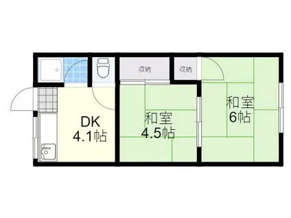 MATSUGAOKA HEIGHTS(2DK/1階)の間取り写真