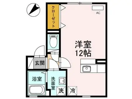 シルクコートA棟(ワンルーム/1階)の間取り写真